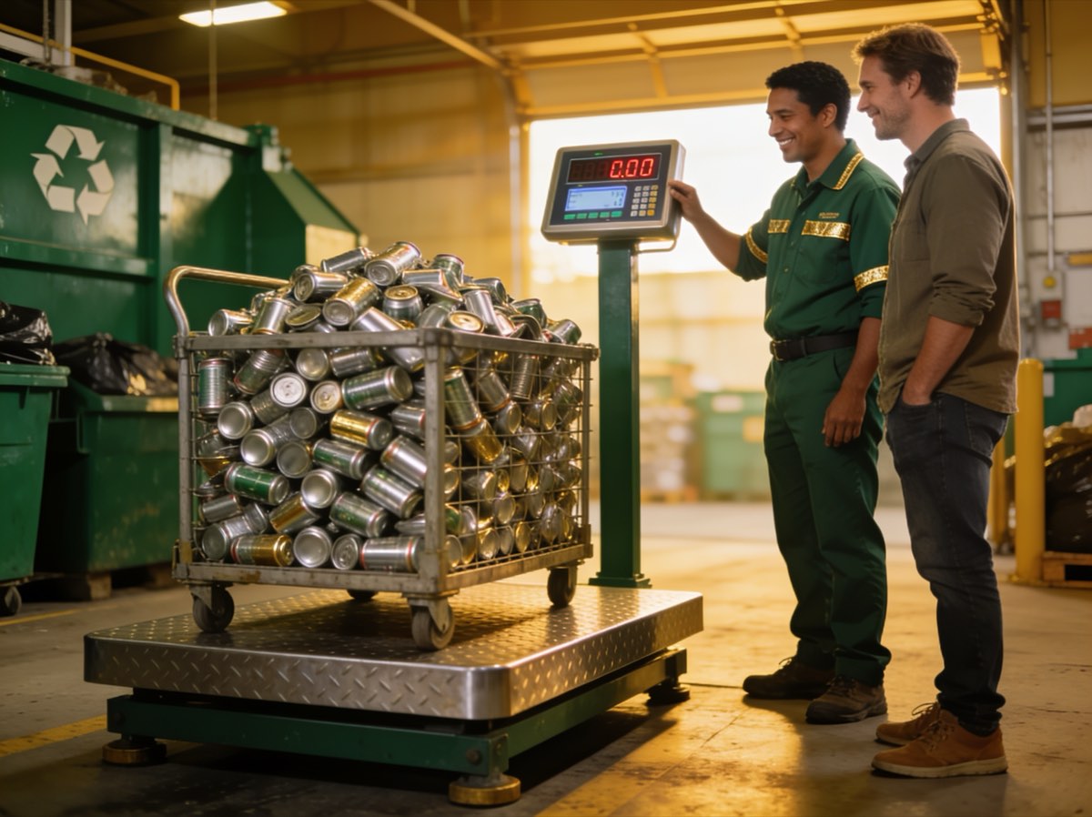 Pesaje exacto de reciclables — accurate scale recycling center Los Angeles